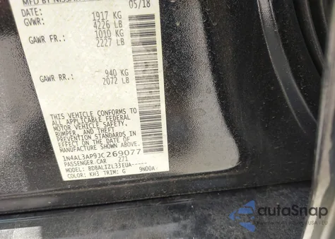 2018 Nissan Altima 2.5 Sv z USA, uszkodzony, nr VIN 1N4AL3AP9JC269077